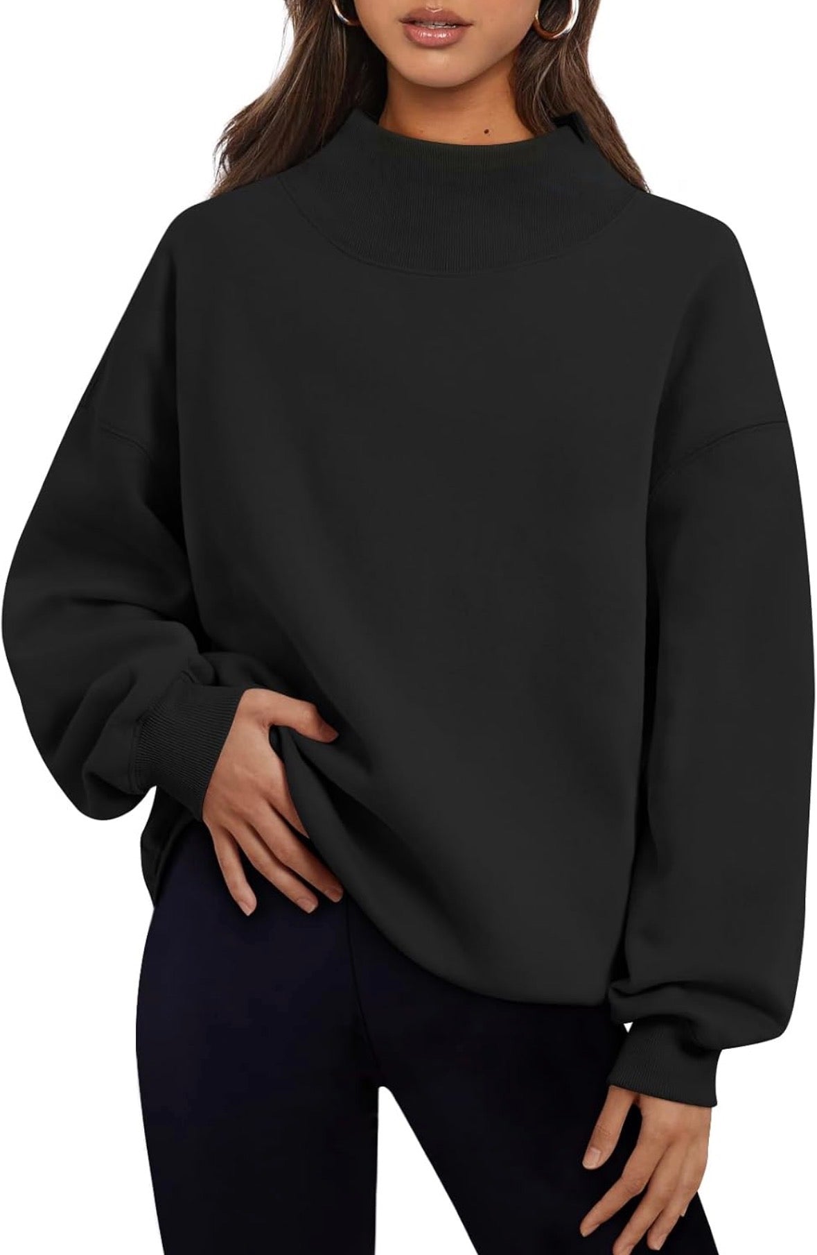Reverse Appliqué Mock Neck Sweater