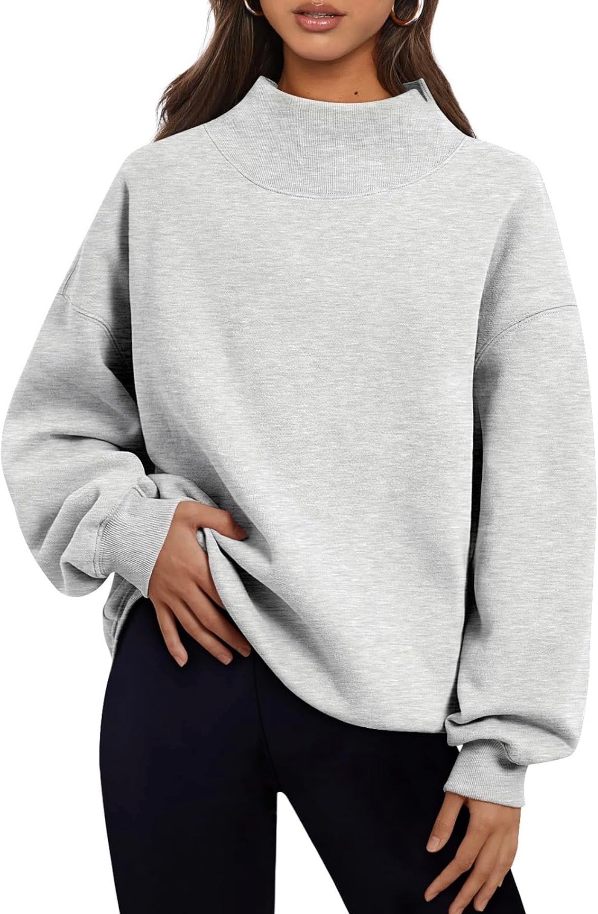 Reverse Appliqué Mock Neck Sweater